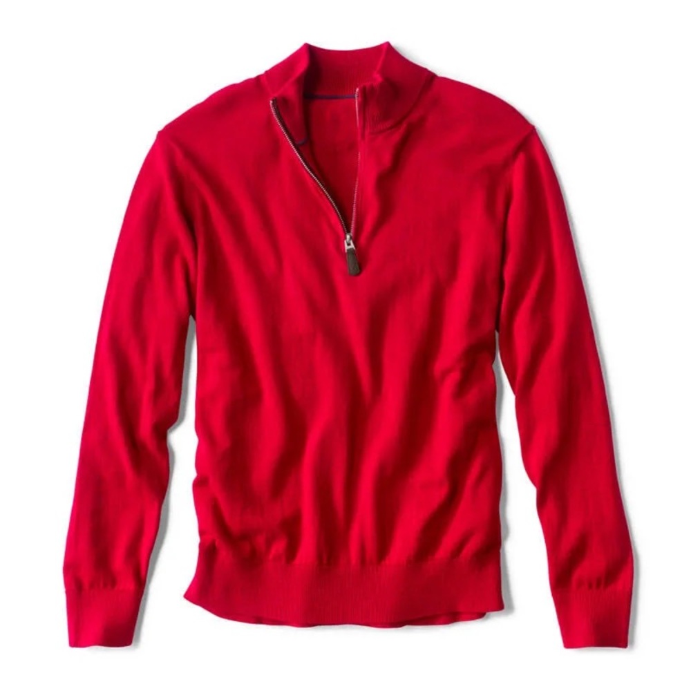Orvis Red Zipneck Cashmere Blend Pullover